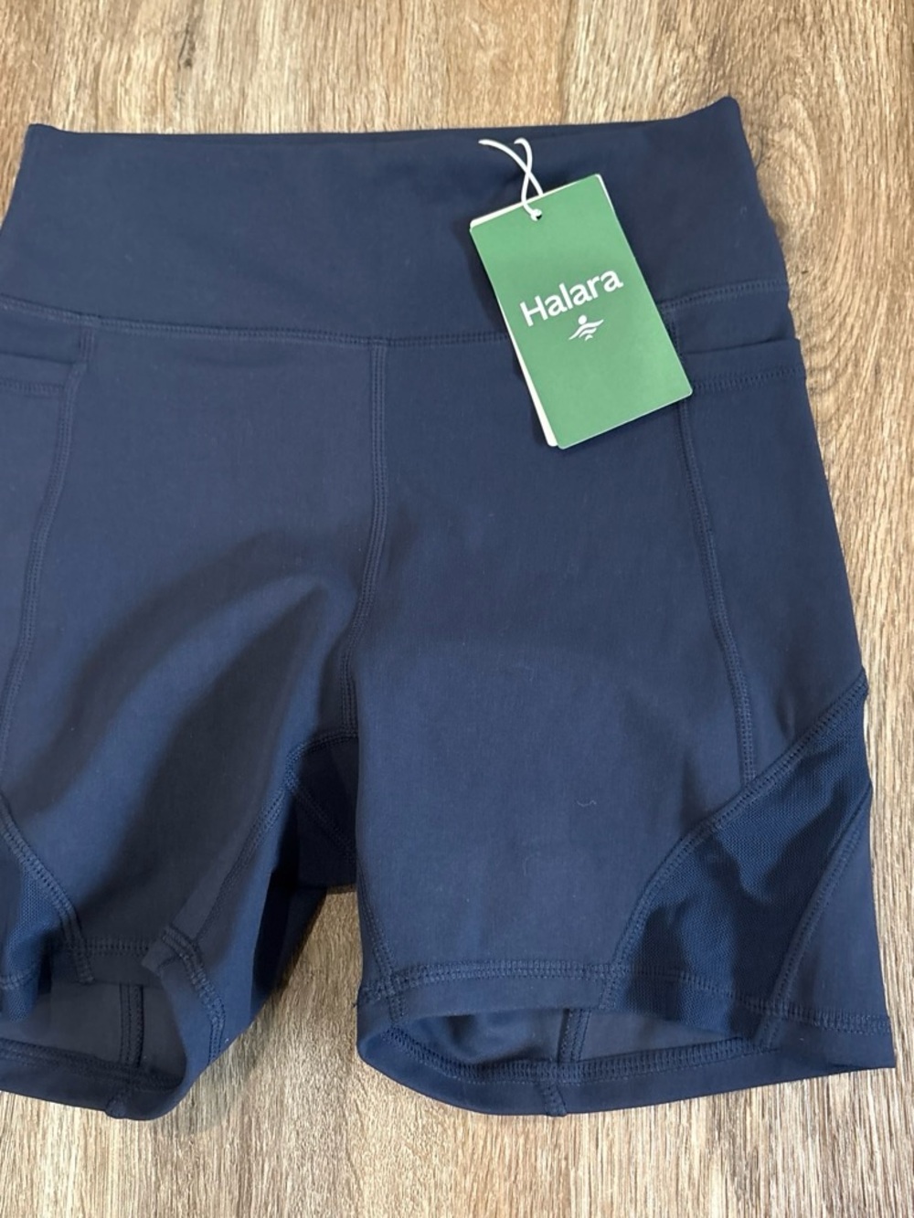 HALARA Navy High-Waist Bike Shorts with Wide Waistband
